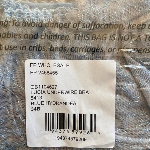 Free People LUCIA Underwire Bra Hydrandea 34B New - Picture 8 of 9